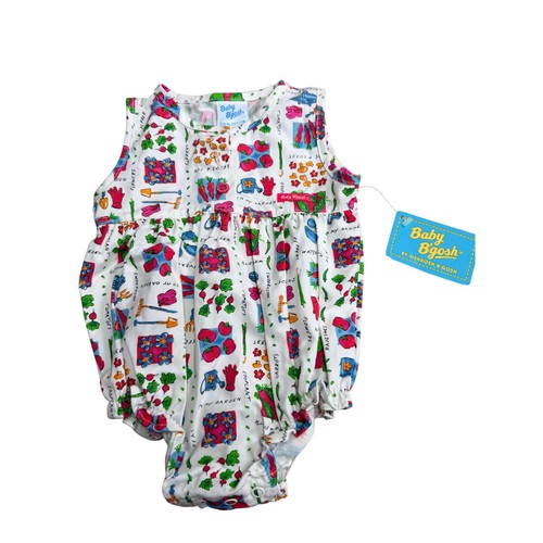 Vintage Baby Bgosh OshKosh Garden Print Sleeveless Bubble Romper 6-9M USA NWT