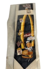 VTG 1994 McDonald’s Tie “United We Stand” Burger CipOn Tie Collectible NEW Retro