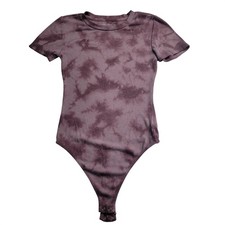 American Eagle Purple Tie Dye Ribbed Short Sleeve Bodysuit XS Crew Neck Snap