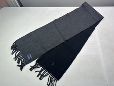 Men  s Vintage Polo Ralph Lauren Reversible Wool-Blend Scarf Gray/Black Italy