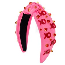 Rose Red/xo Valentine Day Headband Rhinestone Heart Knotted Hair Accessory Gift