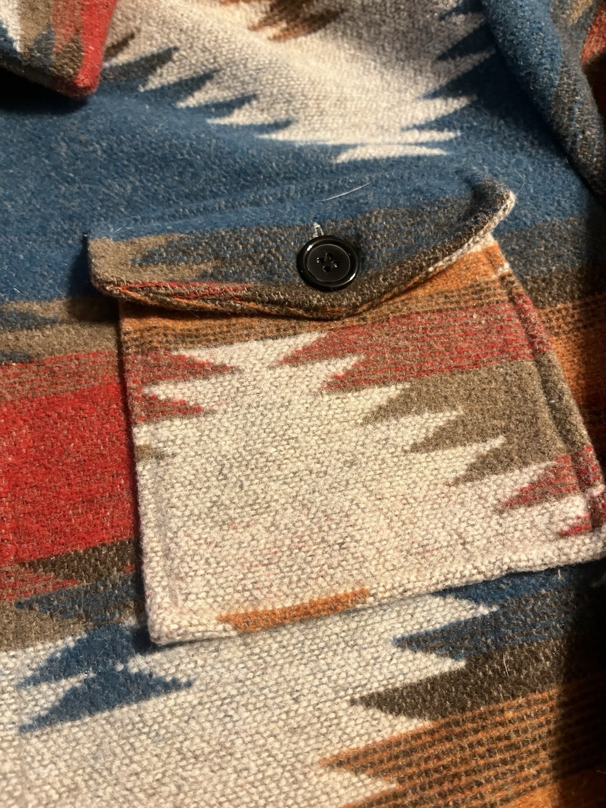 Southwestern Geometric Pattern Collared Button Ja… - image 3