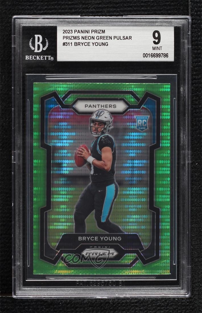 2023 Panini Prizm Rookies Neon Green Pulsar Bryce Young #311 BGS 9 MINT 5f2