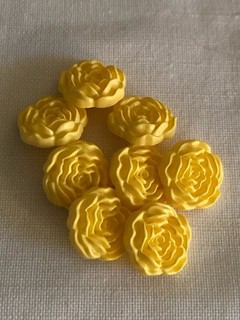 Pretty Lot Yellow Flower Shaped Shank Buttons X 8