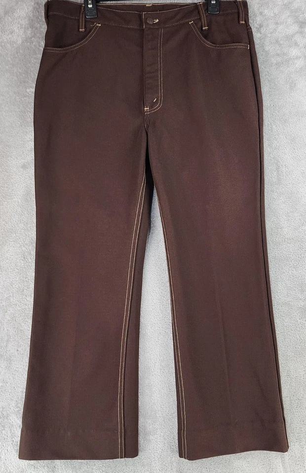Conjunto de Pantalones Camisa Levis De Colección Para Hombre Grande Marrón Western Texturizado Hecho en EE. UU. Años 70 Foto 3 de 4