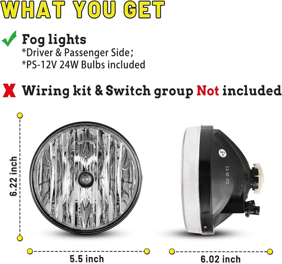 For 2007-2013 GMC Sierra 1500 2500 HD/3500 HD Bumper Clear Lens Fog Lights x2 Foto 3 de 4