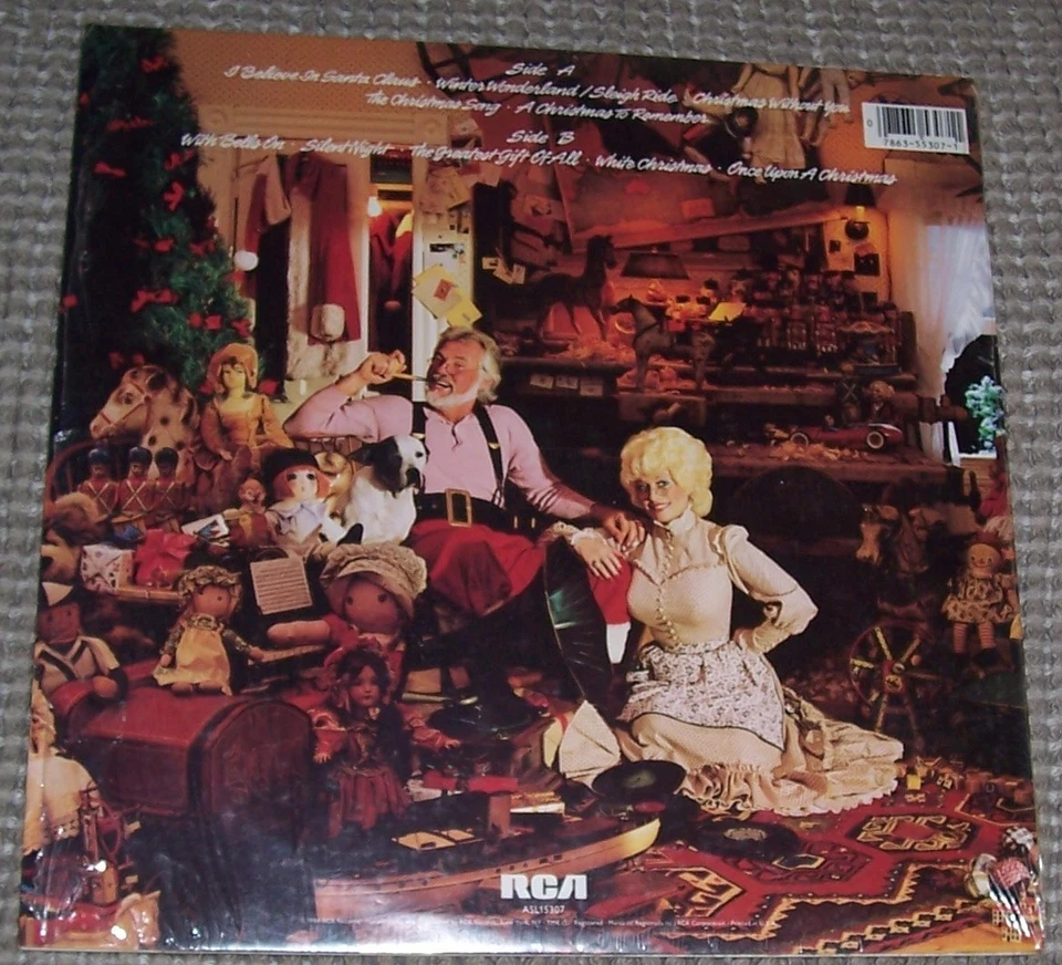 KENNY & DOLLY! "ONCE UPON A CHRISTMAS" VINYL ALBUM! 1984 (ASL15037) - Image 2 of 4