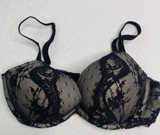 Victoria's Secret 32D Dream Angels Lined Demi Bra Sparkle Floral Embroidery
