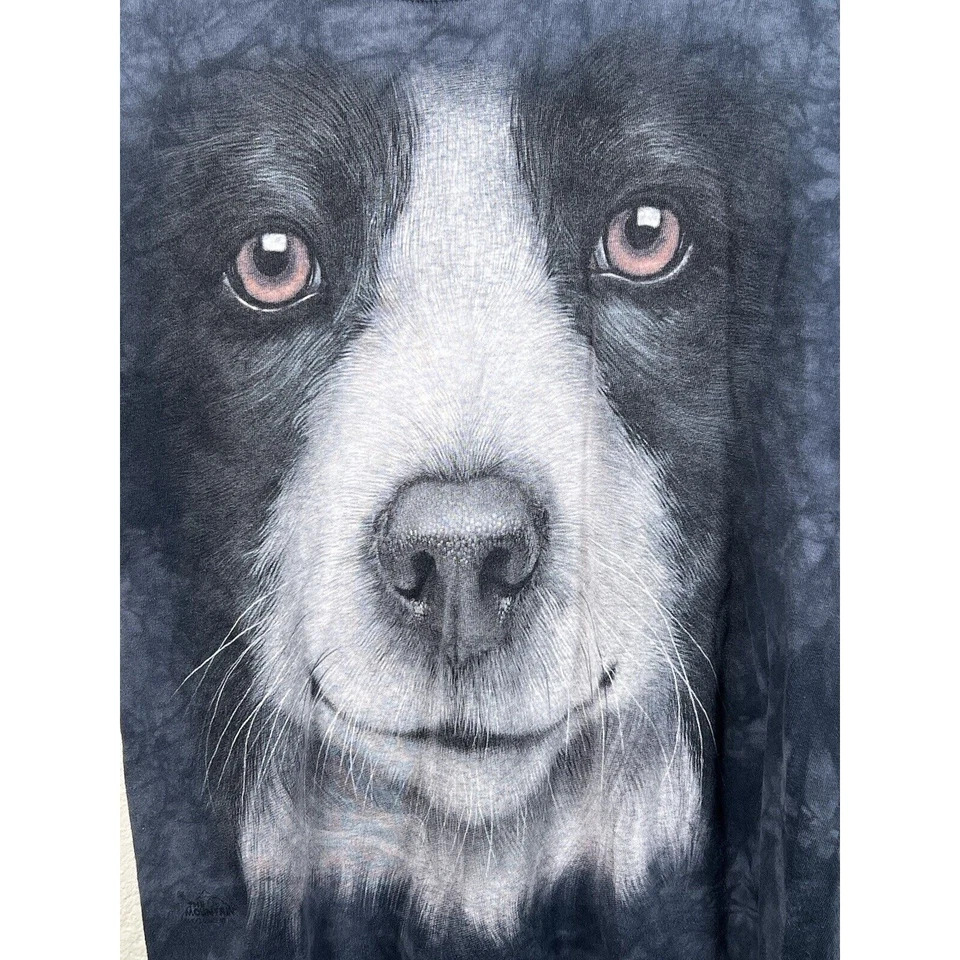 The Mountain Border Collie Men’s T Shirt Tye Dye Gray Size Small Dog Animal - Image 2 of 4