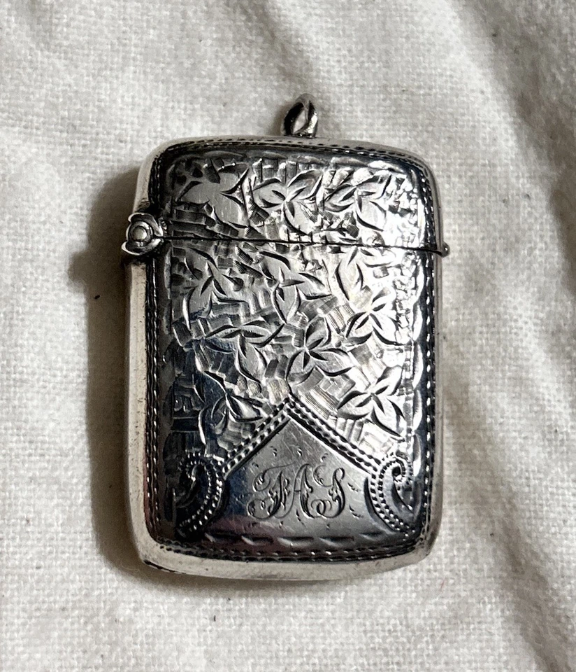 Antigua caja fuerte Vesta Match de plata esterlina Joseph Gloster Lion S W 1889 Birmingham Foto 2 de 4