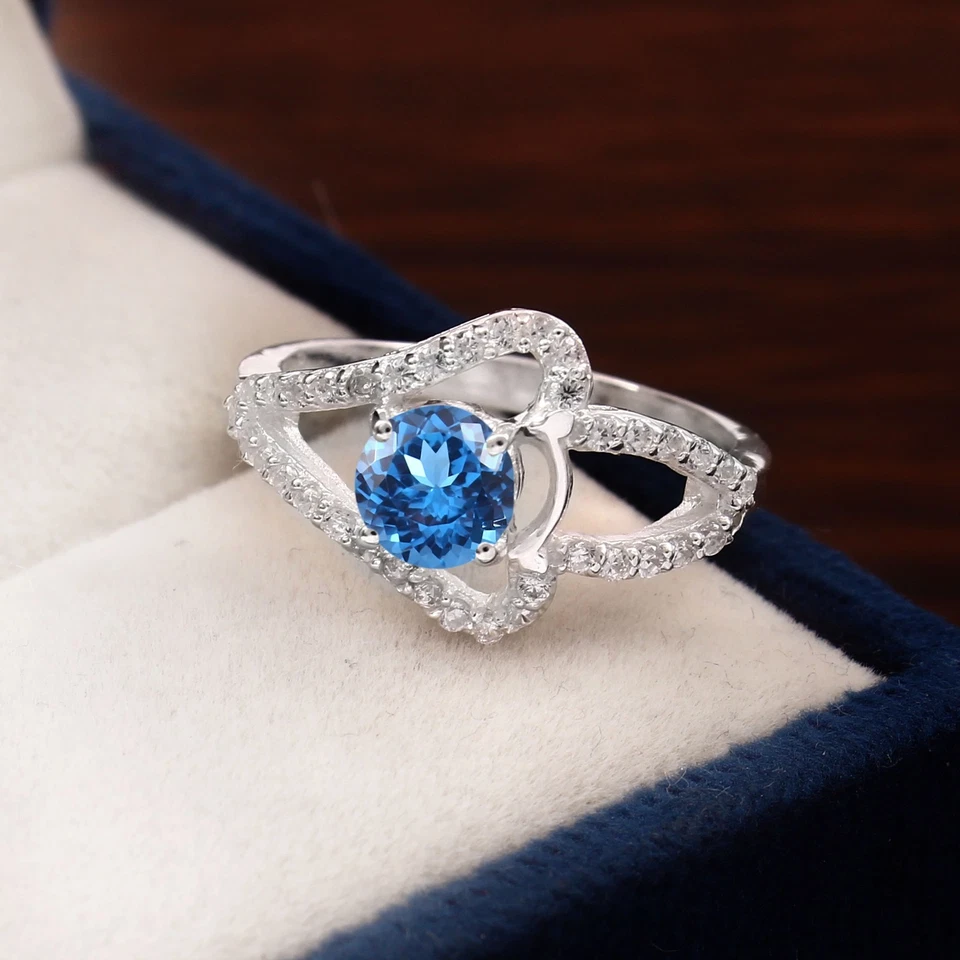 AAA Qualità 6x6 MM Blu Spinello Anello,925 Anello Argento Sterling,Compleanno - Immagine 2 di 4