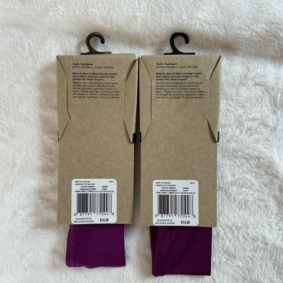 2 молодежных силиконовых повязки на голову Nike Fury Dri-Fit фиолетовый белый новые с ярлыками - Изображение 2 из 4