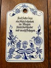 Antique Flow Blue Onion Germany Porcelain Cheese Board Trivet w/Charming Saying — photo 1