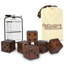 GoSports Giant 3.5" Dark Stain Wood Yard Dice Set, Scoreboard, Get Kids Outside 