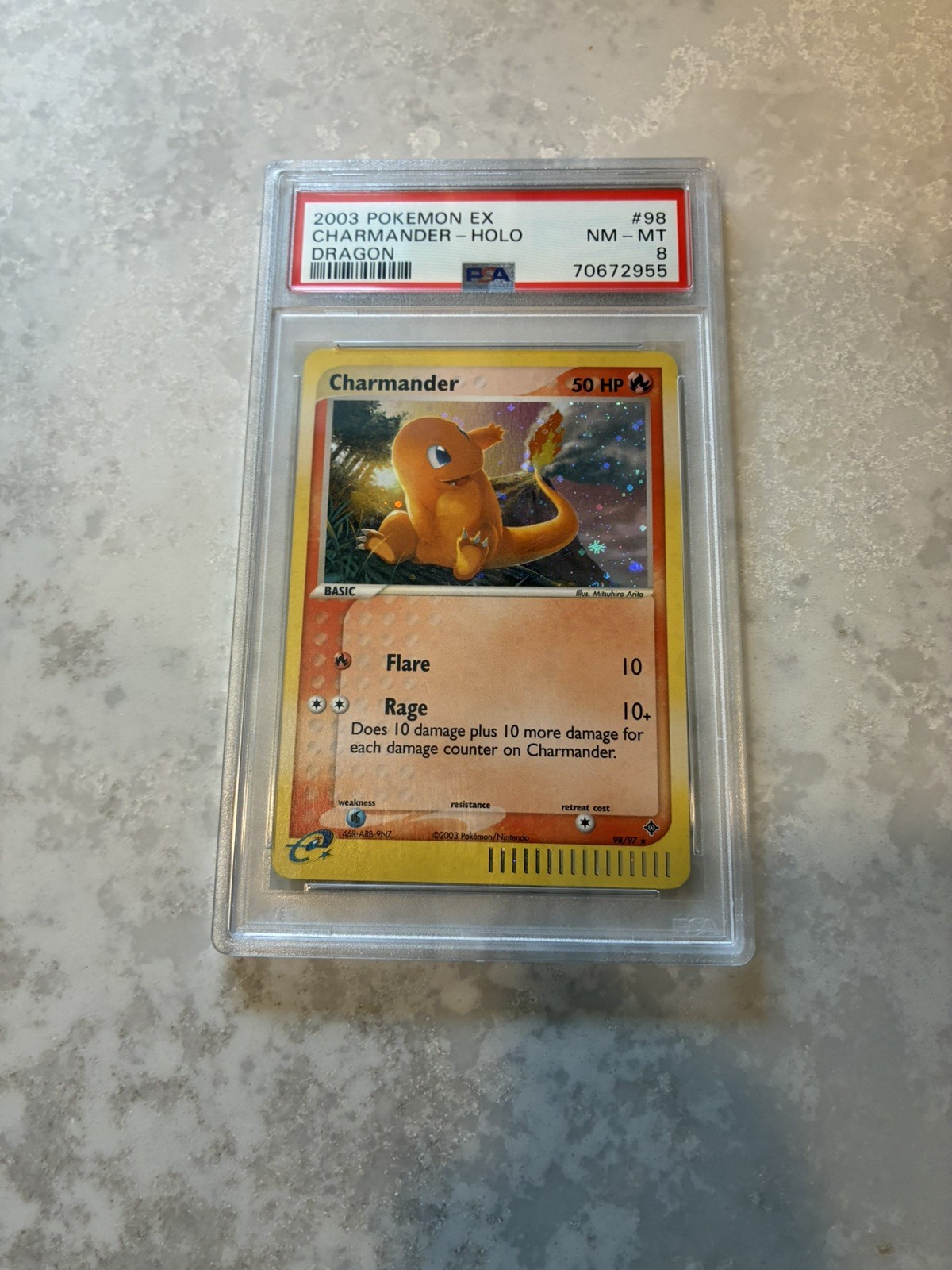 2003 Pokemon EX Dragon #98 Charmander-Holo PSA 8