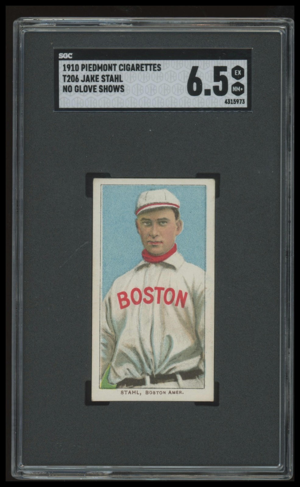1909 T206 Jake Stahl No Glove Showing Piedmont 350 SGC 6.5