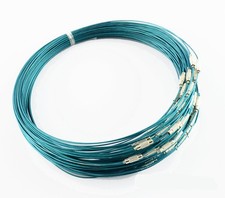 Neckwire Stainless Steel 18" DARK CYAN Screw Cord WIre Jewelry Choker BULK