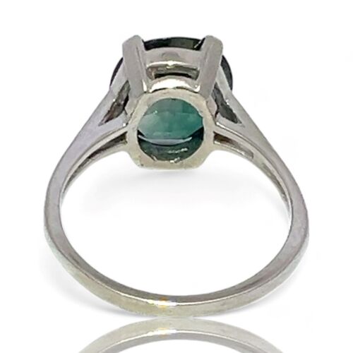 10k White Gold Lab Created Oval Bluish-Green Spinel Ring Size 7.5 (KS1017967) - Picture 3 of 6