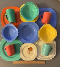 HOMER LAUGHLIN RIVIERA HARLEQUIN CUPS BOWLS PLATES BUILD A LOT COMBINED SHIPPING