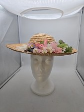 Girl's Sun Hats Bucket Cap Child Flowers Ribbon Flat Straw Hat SZ XS