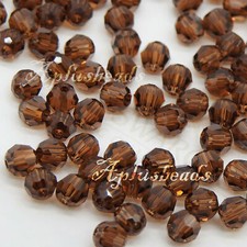 60pcs 4mm SWAROVSKI CRYSTAL Faceted Round Beads Smoked Topaz Brown