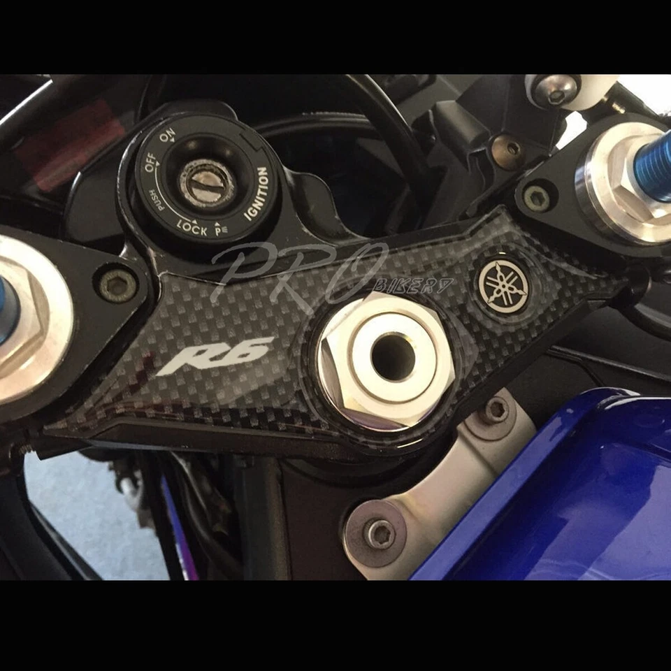 Cubierta de yugo de mango pegatina protectora de gel 03-05 Yamaha YZF R6 aspecto de fibra de carbono Foto 3 de 4
