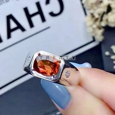 Garnet Oval Cut Gemstone With 925 Sterling Silver Ring For Men's #335 *