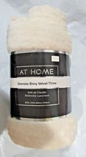 AT HOME Beige w/Bumps Oversize Shiny Velvet Throw 50" by 70" by Rite Aid