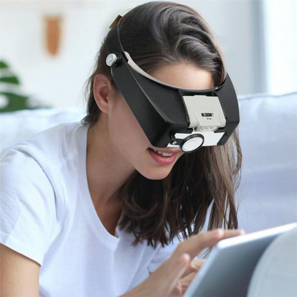 Jewelers Head Headband Magnifier Illuminated Visor Magnifying Glasses
