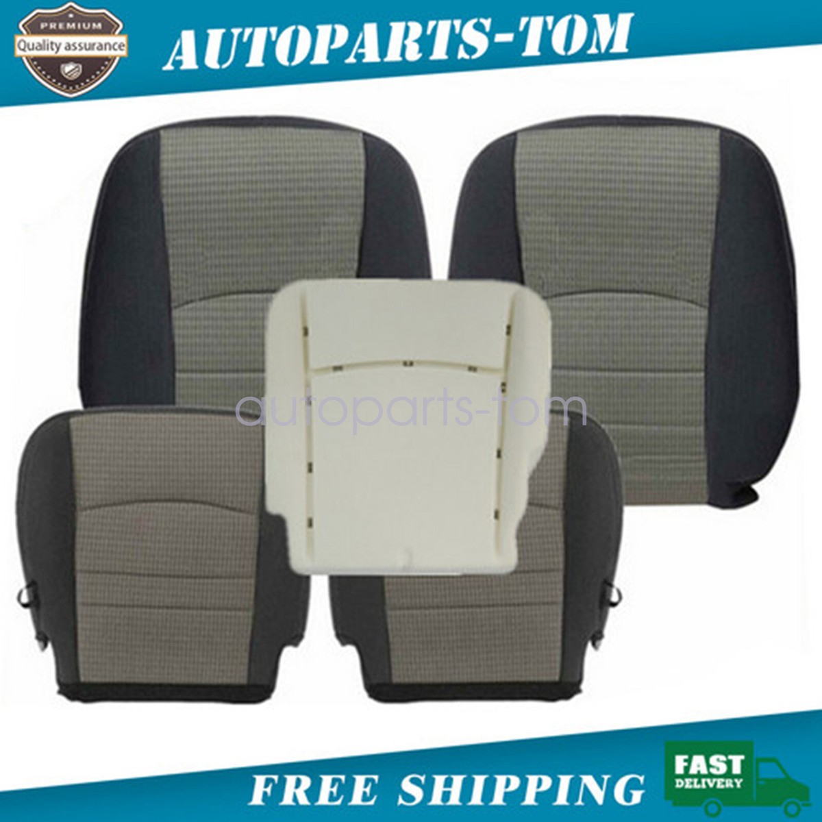 Driver Passenger Bottom-Top Seat Cover Gray For 2009-2012