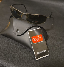 Ray Ban RB3218 004/48 Silver Metal Green Polarized Wrap Sunglasses 61-18 Italy