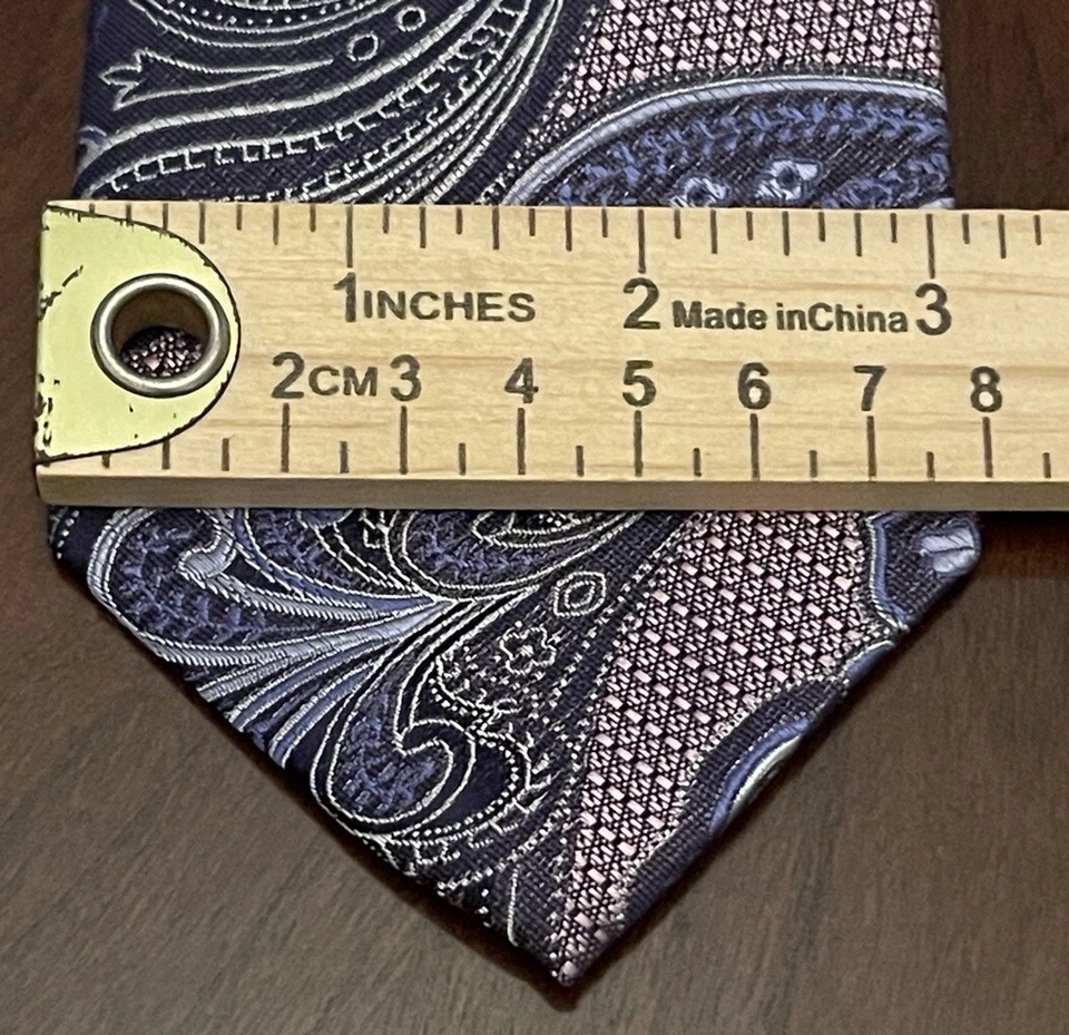 Jos. A. Corbata Bank Reserve Rosa Azul 100% Seda Hombre Hecha en China Foto 4 de 4