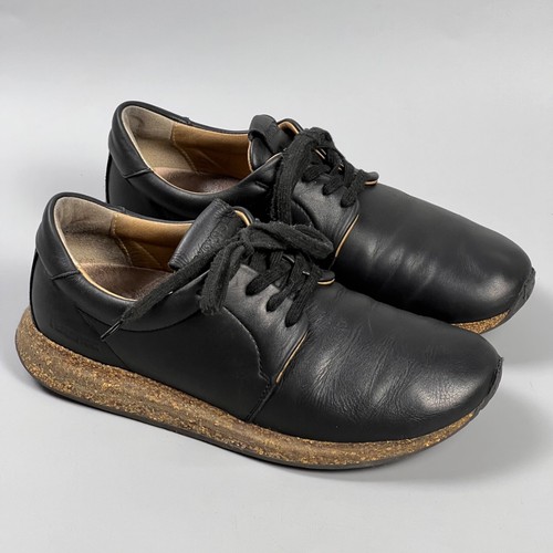 BIRKENSTOCK Wrigley Sneaker Black Leather Shoes Womens 7 EU 38 Footbed Cork Sole - Picture 2 of 12