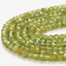 3X2MM Natural Peridot Gemstone AAA Micro Faceted Rondelle 15 inch 80016391-P61 