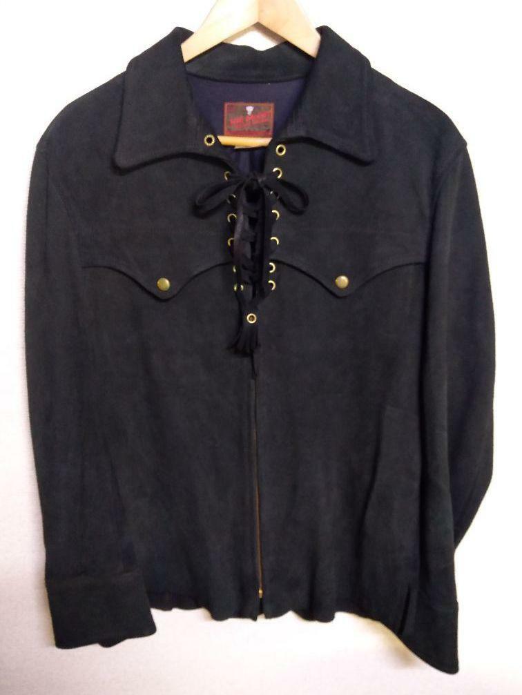 JOE McCOY Suede Lace-up Zip Jacket Black Size 38 Used From