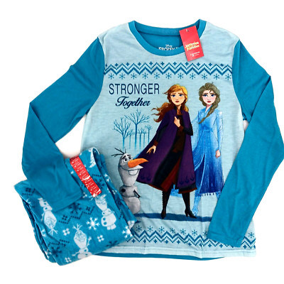 Disney Women's Frozen II ''Stronger Together'' Elsa, Anna & Olaf PJ Set XS AC9