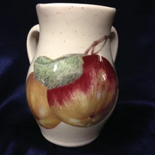MOULIN LES POTERIES DU MOULIN FRANCE DOUBLE HANDLED PITCHER 7" APPLE