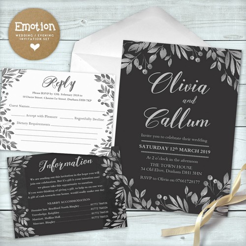 Wedding /Evening invitation Set, - RSVP cards, Poem cards and Info cards (W1) - Picture 42 of 48