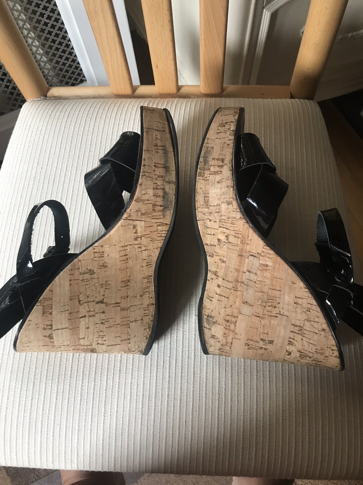 Korkease Black Patent Wedge Sandalssize 8.5 eBay