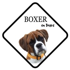 BOXER On Board Car Sign With Sucker Dog Stickers