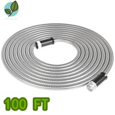 100FT Flexible Lightweight Stainless Steel Metal Garden Water Hose Pipe