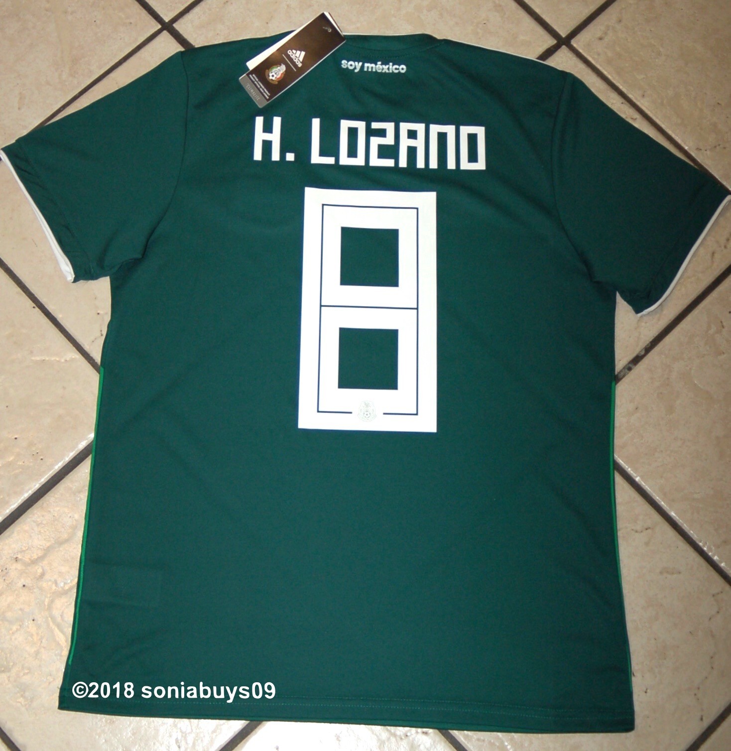 Adidas Men's H. LOZANO Mexico Home Soccer Jersey, BQ4701, Green, Sizes