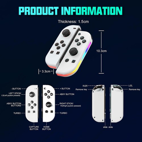 Juego de 2 mandos de juego inalámbricos Joy-con para Nintendo Switch/Lite/oled Gamepad - Imagen 43 de 73