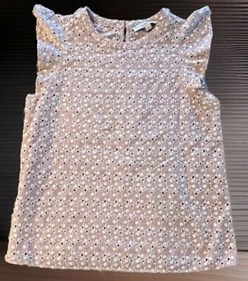 NWOT LOFT Pink and White Eyelet Blouse Size XS