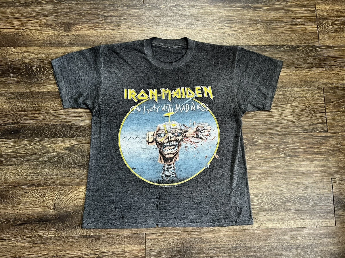 Vintage Iron Maiden Can I Play With Madness T Shirt M L 1988 Black