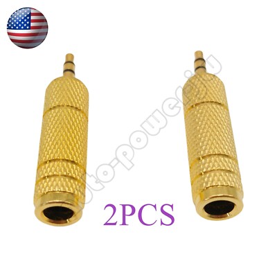 NEW 2PC Stereo Headphone Audio Adapter 6.35mm 1/4''Female To 3.5mm 1/8'' Male Jack