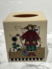 Vintage Debbie Mumm Garden Angel Tissue Box Holder Tan Boubox Garden Dept 82