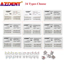 AZDENT Dental Ortho Bracket Braces Metal Mini/Standard MBT/Roth.022 018 Hook 345