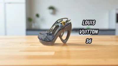 Louis Vuitton Pointure 36 Féérique Sandal Noir 11 cm chaussures escarpins ouvert - Photo 1/4