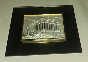 Vintage The Parthenon Greece Acropolis Temple Mirrored Plaque Vacation Souvenir